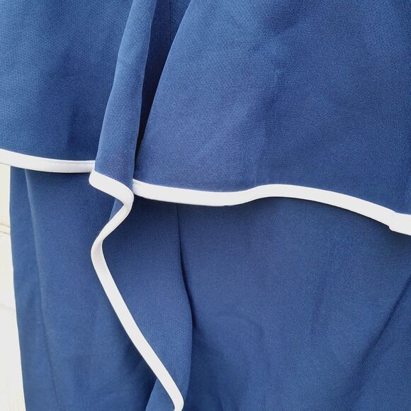 Eva Mendes NY & Company Strapless Navy Peplum Ruffled Midi Coctail Dress 6 Nwt - Picture 5 of 8